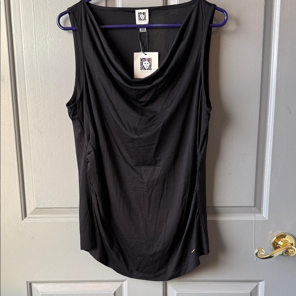 Anne Klein Black Draped Tank Top
